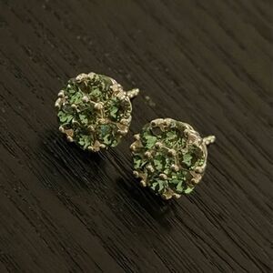 Natural Peridot on Sterling Silver Flower Cluster Studs